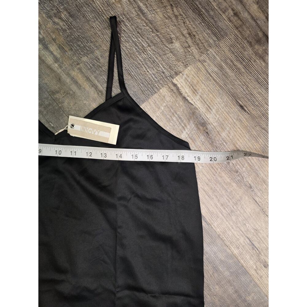 Ink + Ivy Womens Black Satin Pajama Set 2 PC Cami Top Shorts Sleepwear Large NWT - Picture 2 of 5